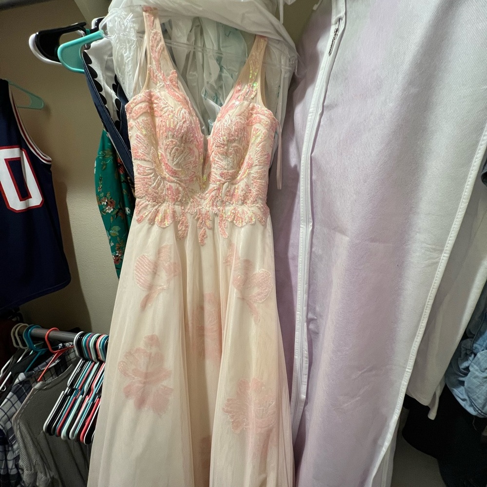 Iridescent Pink and Ivory Prom Dress Size 0